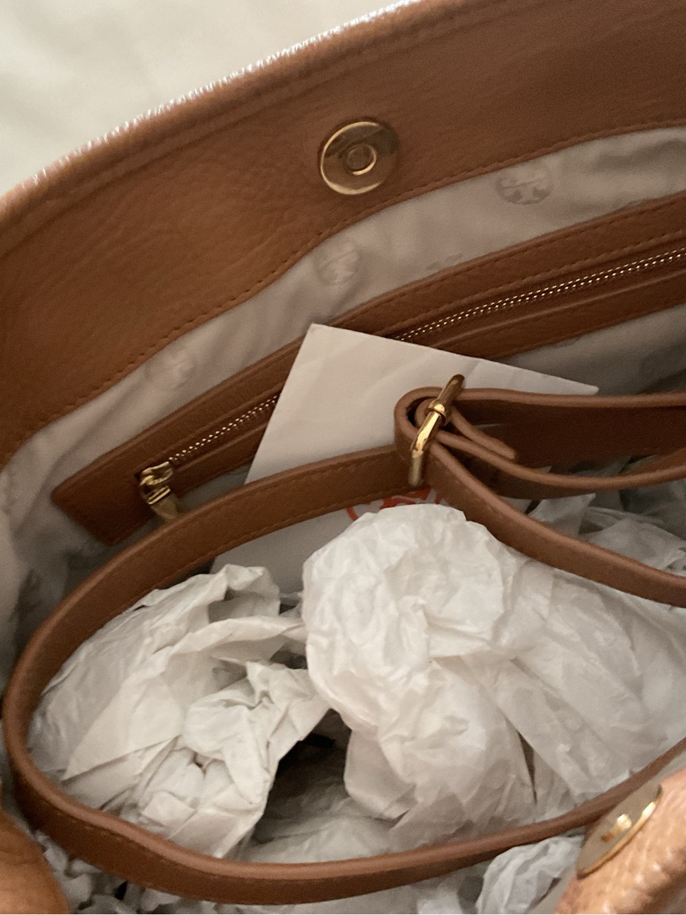Tory Burch Camel Leather Tote - Picture 2 of 8